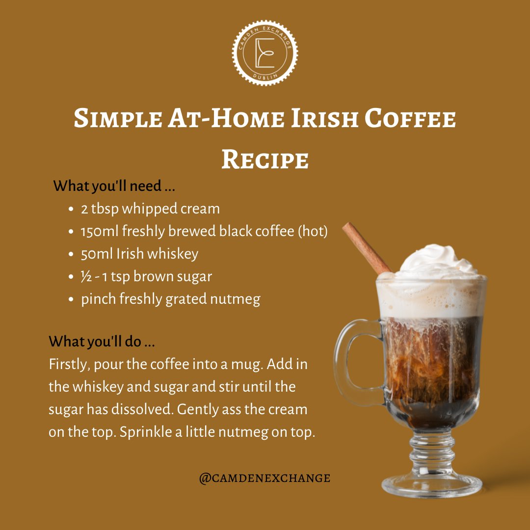 With December approaching, we thought we'd share a simple at-home Irish Coffee recipe for those nights you don't feel like leaving the house! ☕❄️ Let us know if you give this recipe a go 🎅 

#irish #coffee #simple #recipe #christmas #christmasrecipe #cream #coffee