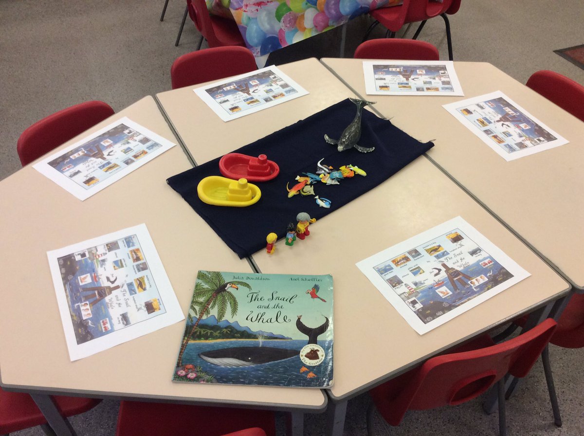 MissBates07's tweet photo. We loved last weeks story The Snail and the Whale! 🐌 🐳 
We made whales, did lots of talking about the story and even found a tiny snail outside! @WMoor_academy https://t.co/jHzwzZsEN1