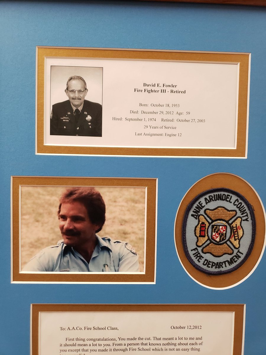 JMKuehler's tweet photo. @AMaravelis asked me to speak about my burn injuries and my incident at @AACoFD current recruit school last week. While waiting, I noticed this letter on their wall of remembrance by FF Fowler. This letter was written 9 years ago and the message is timeless. @makinthepush. https://t.co/5AYiNdQgVU