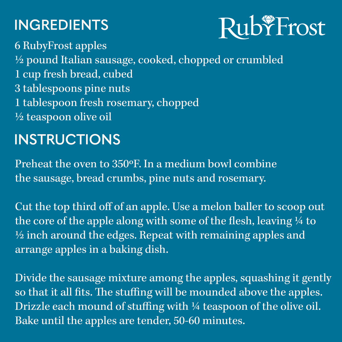 RubyFrostApple's tweet image. Looking for a side dish that will wow your book club but still be easy enough for a weeknight? Try our savory baked apples with sausage, rosemary and pine nut stuffing. 

📸Photo + Recipe by Cook the Story

rubyfrostapple.com/recipes/baked-…

#RubyFrostApples #AppleSeason #PrettyDelicious