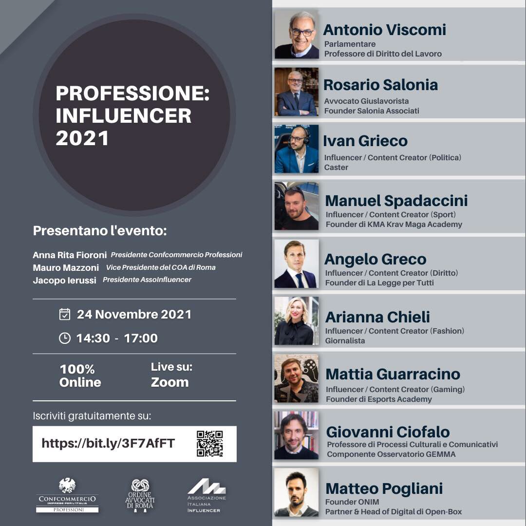 confcommPRO's tweet photo. Domani 14:30
#ProfessioneInfluencer
Segui la diretta iscrivendoti al link
https://t.co/slDbeGRN9K https://t.co/idyGyoI2OV