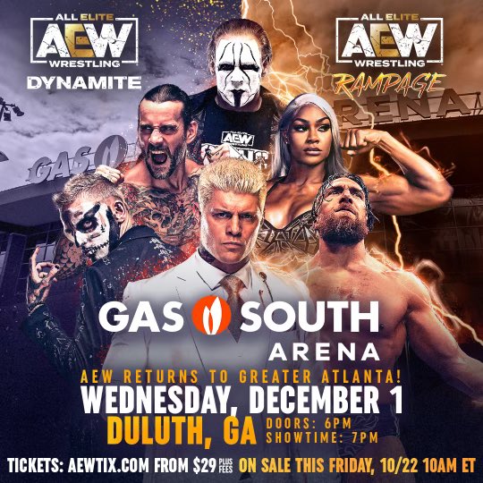 TeacherReuse's tweet photo. AEW is coming to Duluth &amp; supporting the TRE. We are beyond honored! Brandi Rhodes &amp; Pharaoh will be there to greet fans. And my nephew @QTMarshall will be wrestling! 

Get tickets at: https://t.co/syoI2voxdc. 

#aew #allelitewrestling #aewdynamite #tnt #brandirhodes @FCSchoolsGA https://t.co/hlTD2Fxmqe