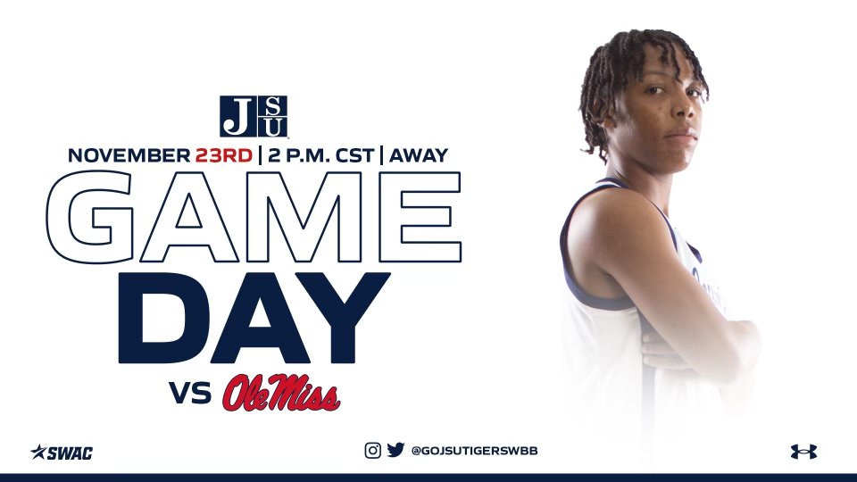 GoJSUTigers's tweet image. Women's basketball 🏀 
🆚 | Ole Miss
📍 | Oxford, Miss.
🏟️ | Pavilion
🕑 | 2 p.m.
📈 | bit.ly/3r9e12N
📺 | es.pn/3cJ6wXD

#BleedTheeBlue x #ProtectTheeBlock x #InFlightMode