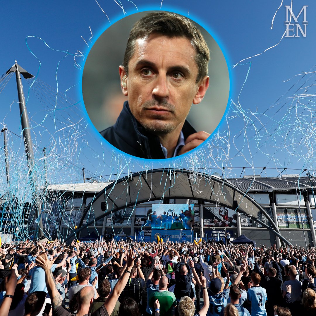 ManCityMEN's tweet photo. 🗣️ Gary Neville on the Etihad Campus:

"When I drive to City, not only do I see a football stadium, I see a DJ playing music outside, I see an atmosphere, a fan experience, a spirit. They've built a football empire and they make good decisions on and off the pitch." 🏟️💙 #MCFC https://t.co/Hv0MSo0Nwk