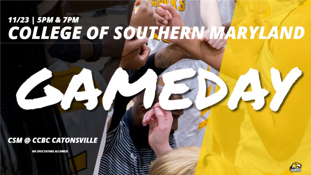 CSMHawksATH's tweet photo. 🏀GAME DAY🏀
It's double trouble Tuesday! Today our basketball teams travel to Baltimore to take on the CCBC Catonsville Cardinals. Women hit the court at 5pm followed by the Men at 7pm! #Hawknation #CSMHawks #CSMBasketball #CSMHawksMBB #CSMHawksWBB https://t.co/E4KFhxTKyO