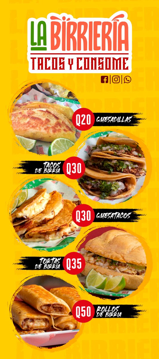 Y por si les gustán los Taquitos y Quesatacos de La Birrieria en Cobán, ahora también se pueden pasar a Paseo Candelaria (enfrente de Cacic) pa' disfrutarlos. Aquí el Menú que tendremos allí hasta Fin de Año.