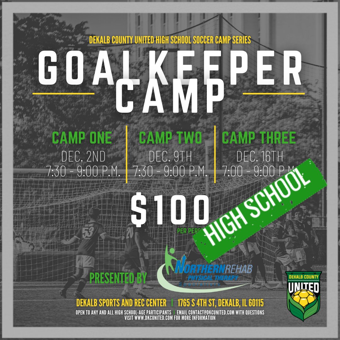 Three new soccer camps now taking signups.

3rd-5th Grade Skills Camp
HS Finishing Camp
HS Keepers

Plus places on the 6th-8th G Finishing still open

ow.ly/BzIn50GUCIG

#dekalbil
#sycamoreil
#dekalblife
#proudlydekalb
#morethanasoccerclub

inde este civitas fortitudinem