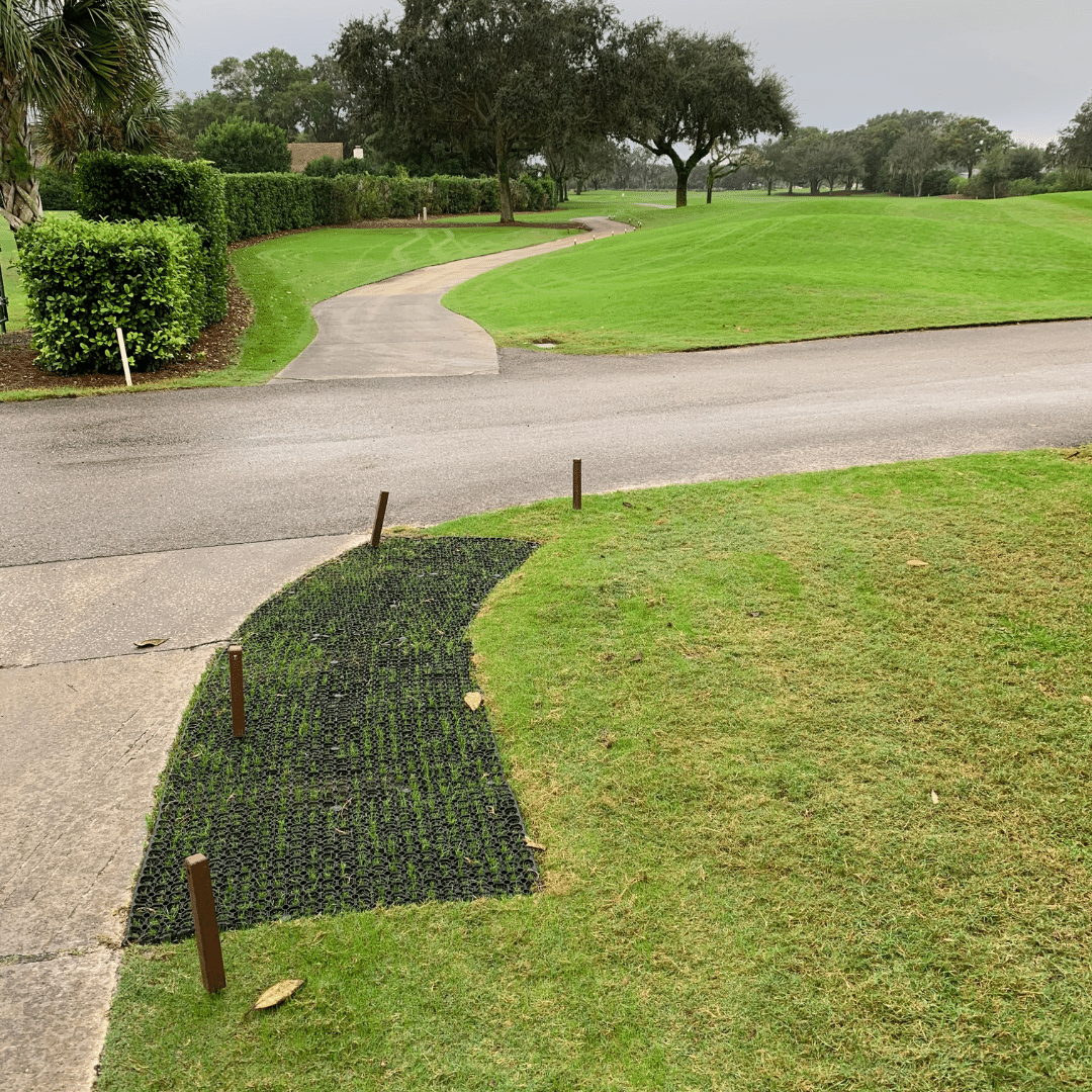 Traqmatz's tweet photo. Great install photos from #BayHill of the Traqmatz on Bermuda Grass! Pictured are the mats after just 1 week. Connect with our team today for your solution to traffic wear.

#Traqmatz #EliminateWearPaths #TransformCartPaths #BayHillFlorida https://t.co/pys42GjAmP