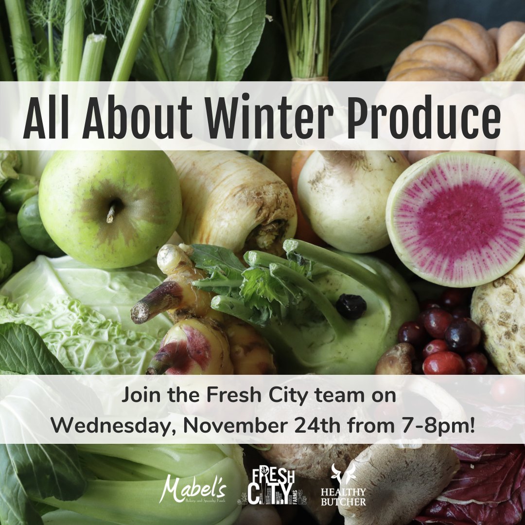 Winter is coming! ❄️ Learn all about how to enjoy winter produce + how our farm operates in the winter in our FREE panel discussion Wednesday Nov 24th from 7-8 PM! 🥕Hosted by our Farm Manager Jeremy &amp; Nutritionist Dee, register for free with the link! 👇
eventbrite.ca/e/all-about-wi…