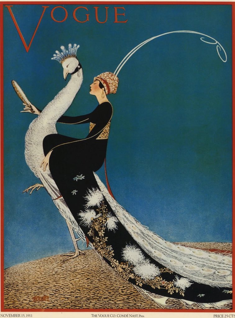 kateStrasdin's tweet photo. The Russian-born French artist Romain de Tirtoff aka #Erté was born on this day in 1892. His fantastical #illustrations captured the spirit of the age and the glamour of the garments. This, one of his #Vogue covers from 1911 #fashionhistory https://t.co/G1eFYw1Bq9