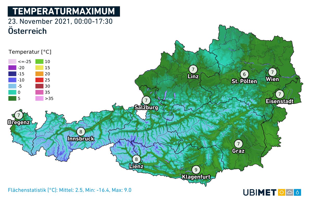 uwz_at's tweet photo. Hoch #WALPURGA sorgte heute zumindest regional für recht sonniges #Wetter. Die kommende Nacht verläuft allerdings bei schwachem Wind meist klar: Die perfekten Bedingungen für mäßigen #Frost. Inneralpin ist lokal sogar strenger Frost (Tmin < -10°C) möglich! https://t.co/u4HIrXNiSn