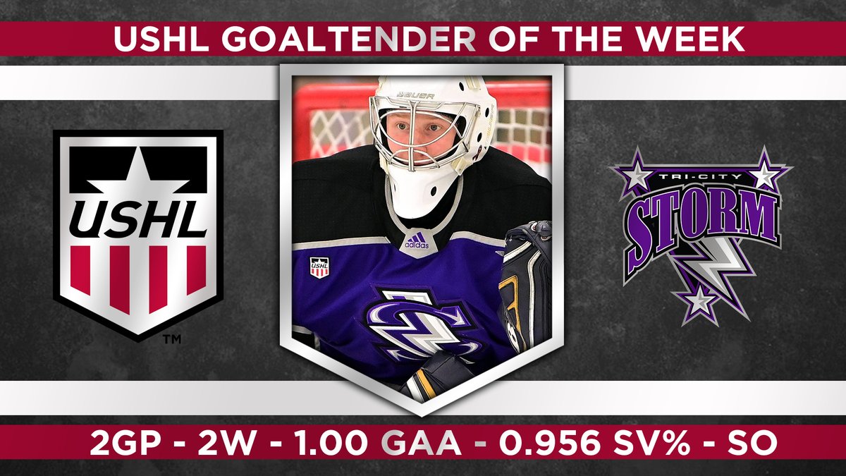 USHL's tweet photo. USHL Players of the Week - Week 9! #WhosNext 

F: Jake Braccini (@MuskegonJacks)
D: Carter Rose (@YtownPhantoms)
G: Arsenii Sergeev (@TriCityStorm)

https://t.co/jugBE2ujN1 https://t.co/lEZaK3xHLp
