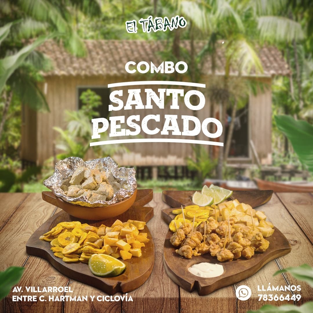 EltabanoPub's tweet photo. Comé diferente, comé AMAZÓNICO.
MARTES dos de nuestras sucursales te ofrecen combos al mero #JungleStyle.
#SantaCruz Combo Amazónico: Queperí Frito + Chicharrón de Yacaré.
#Cochabamba SANTO PESCADO: Paiche al Ajillo + Chicharrón de Paiche.
#ElTábano🌴 #AmazonianFood https://t.co/y0HhVlyyWZ