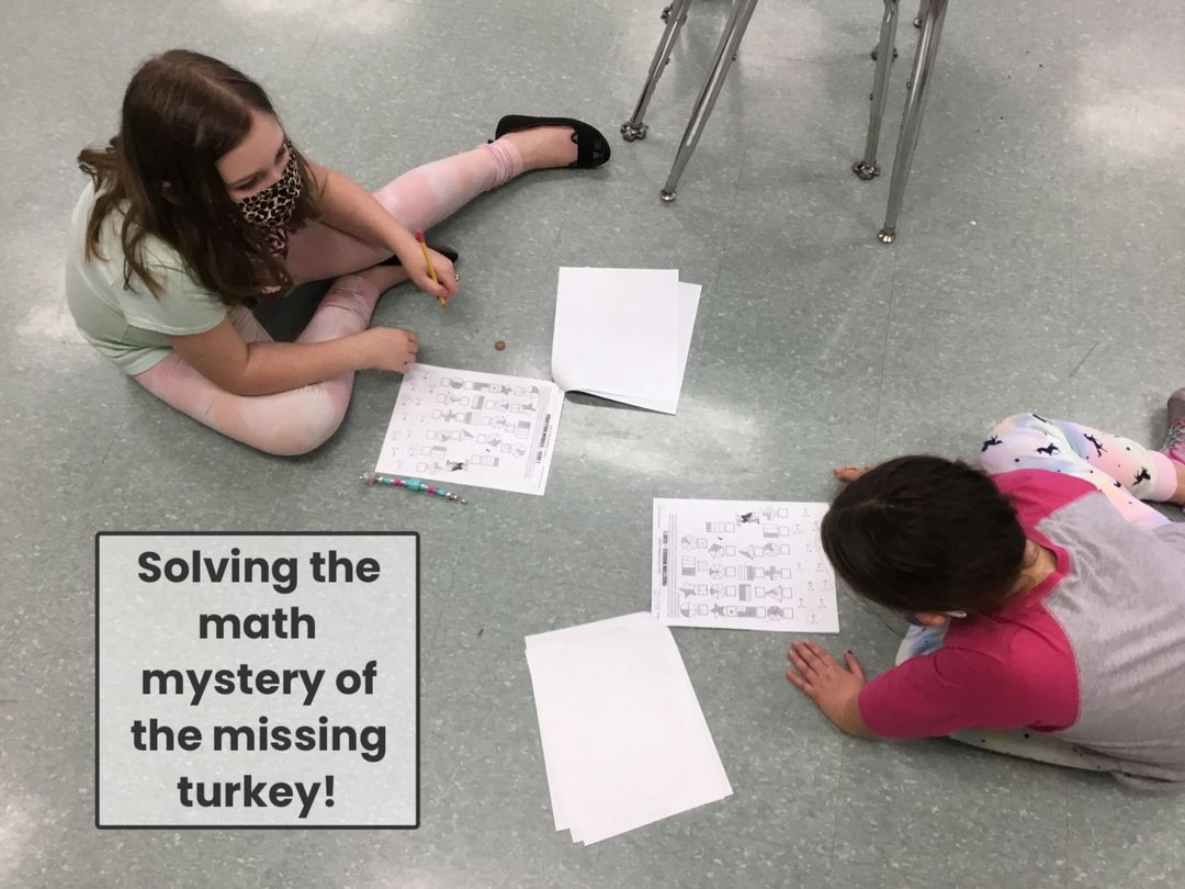 MrsKingGrade3's tweet photo. In preparation for Thanksgiving we had to solve a math mystery! Tina the Turkey is missing! Students had to use what they know about place value, addition, multiplication, fractions, and telling time to figure out where she went! #willardpride @Willard_School https://t.co/1F9OqaQ89w