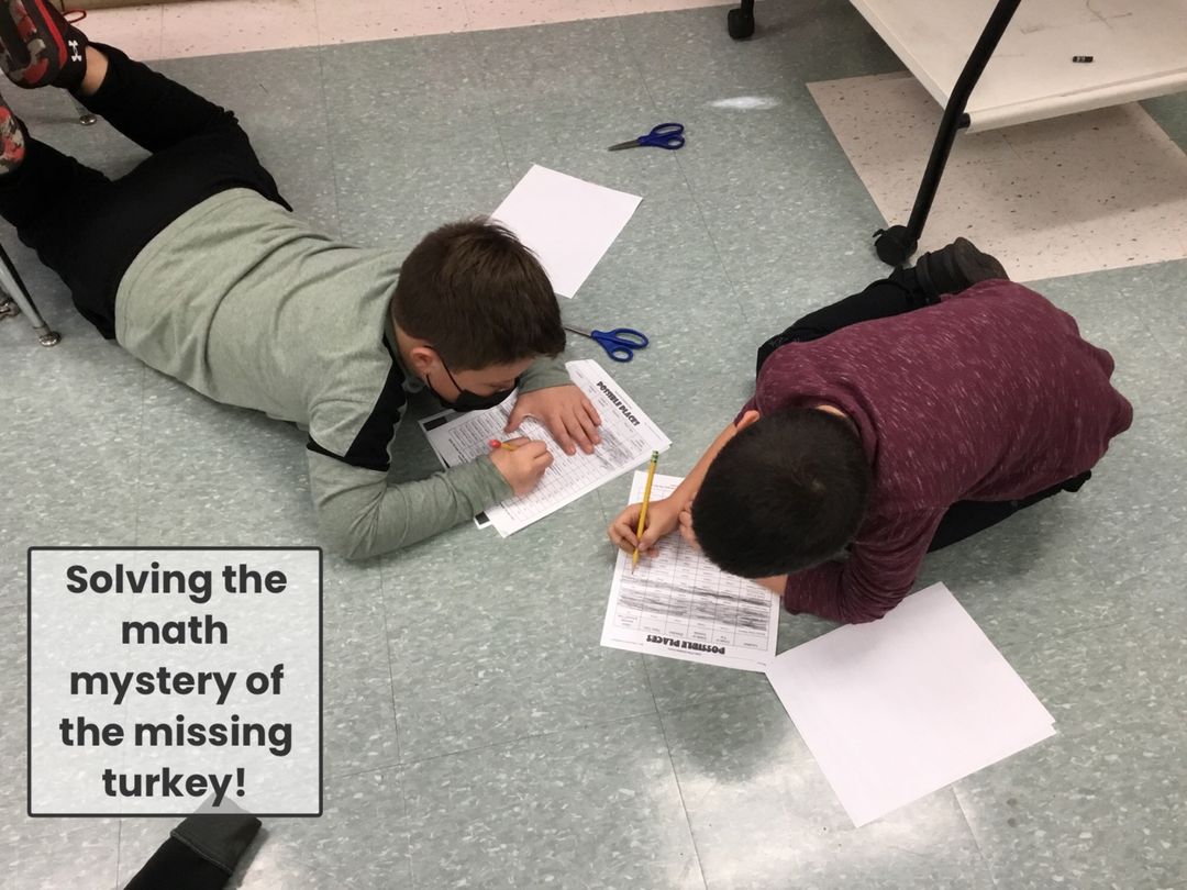 MrsKingGrade3's tweet photo. In preparation for Thanksgiving we had to solve a math mystery! Tina the Turkey is missing! Students had to use what they know about place value, addition, multiplication, fractions, and telling time to figure out where she went! #willardpride @Willard_School https://t.co/1F9OqaQ89w