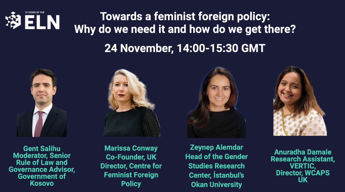 theELN's tweet photo. ❗We are making a few spaces available for our event on feminist foreign policy tomorrow on a first come first served basis. 
To be considered, please email that you are interested to secretariat@europeanleadershipnetwork.org.

#FFP #feministforeignpolicy https://t.co/1NLL0YdaE0