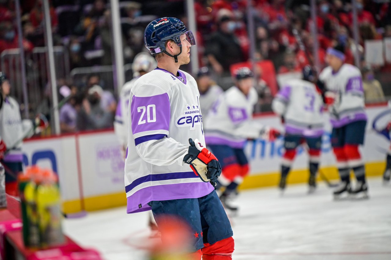 Capitals To Wear and Auction Special Lavender Warmup Jerseys