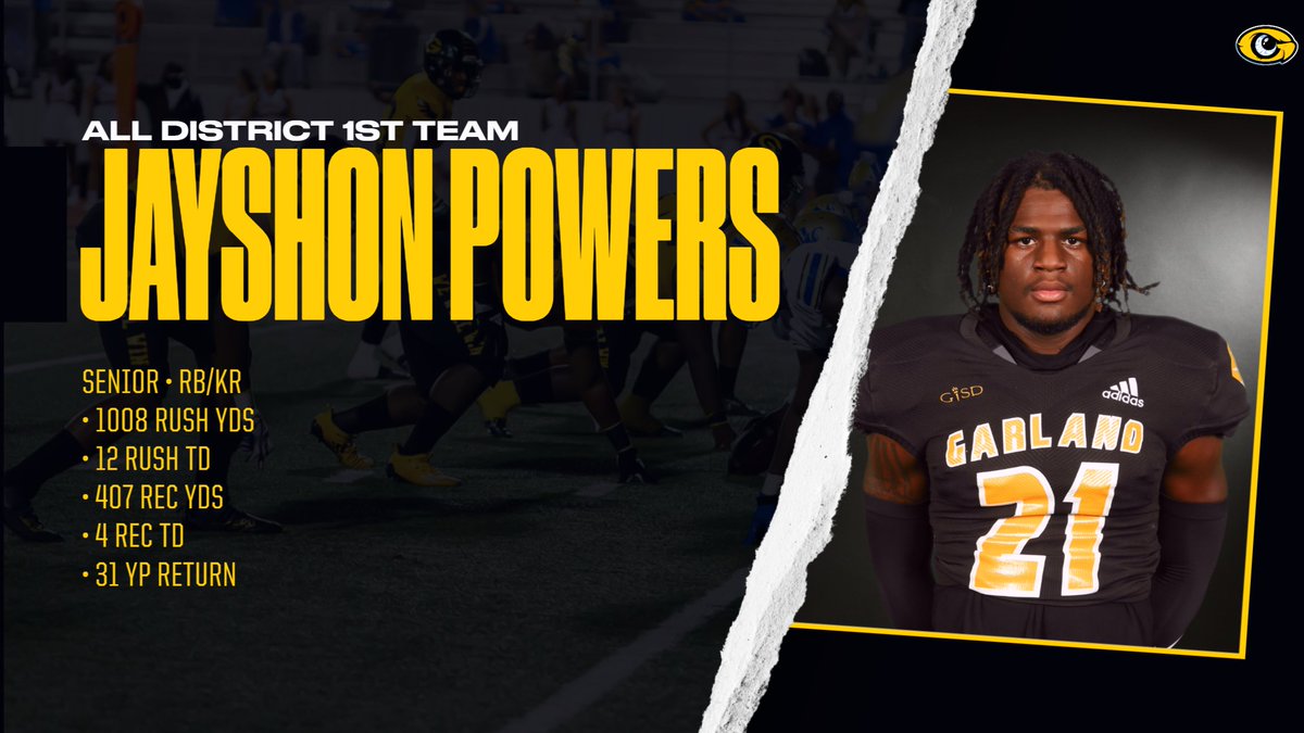 Introducing All District 1st team RB Jayshon Powers! The rest of the First team coming soon! #WeWillWin #ALLIn @GHS_Owls