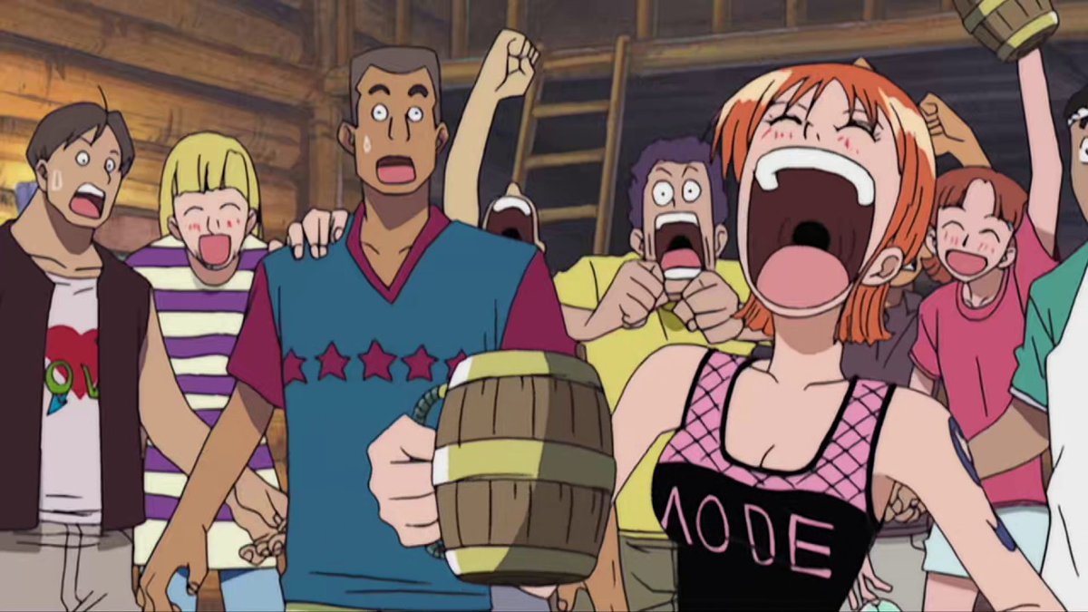 Sometimes I forget Nami can throw back just as many drinks as Zoro can.

Maybe even more so. 