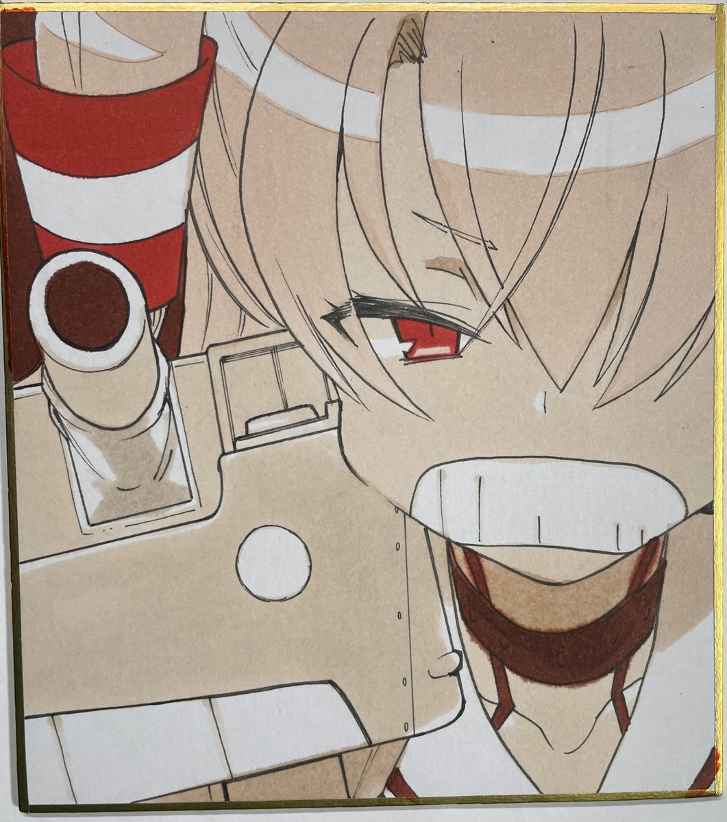 amatsukaze (kancolle) ,rensouhou-kun 1girl clenched teeth shikishi teeth red eyes two side up solo  illustration images