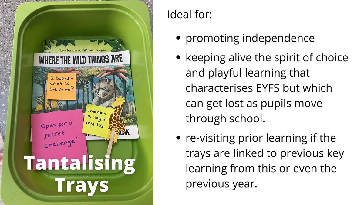 greatergadsby's tweet photo. Tantalising Trays - Begin by setting up some ‘mystery trays’. Think of each tray as a mystery challenge, so rather than label them with titles use a sticker, colour or shape. Fill the tray with extension activities that pupils can tackle together.
#primaryeducation #teaching https://t.co/rshc8WwOYO