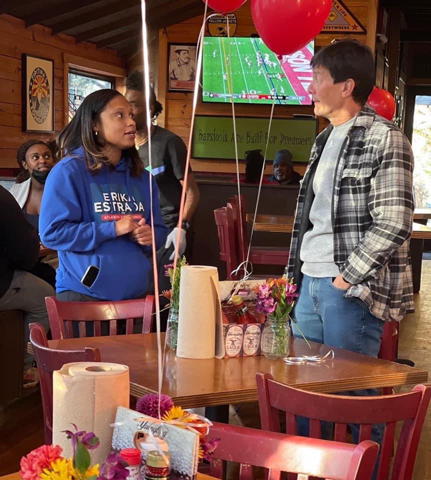 ErikaForAtlanta's tweet photo. THANK YOU to everyone who came out to our campaign’s meet and greet this past weekend! 🎉 

Talking with voters reminded me of how important this election is and why I’m in this race. 
#EstradaForAtlanta 💪🏾✨ https://t.co/PezRV0AR0W