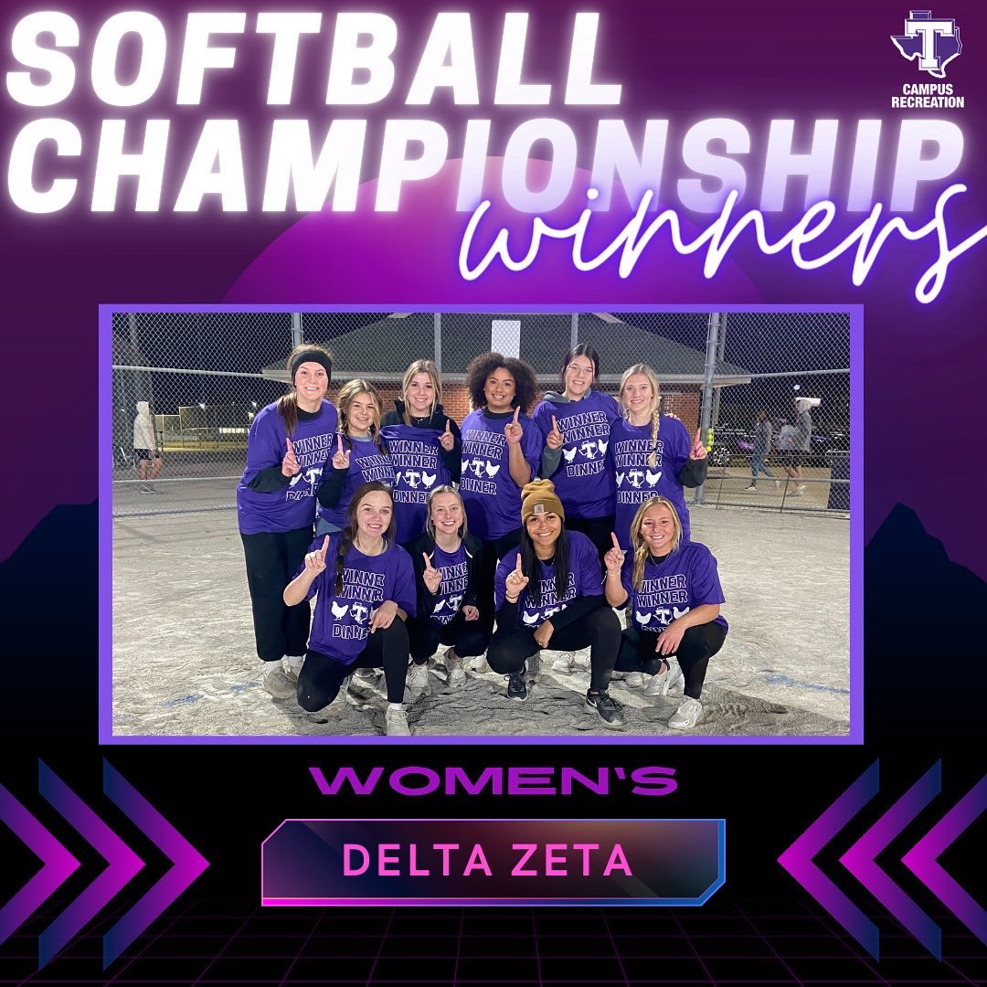 TarletonRec's tweet photo. Congratulations to the intramural softball championship winning teams! 🥎 #intramurals https://t.co/5dr1TphDhe