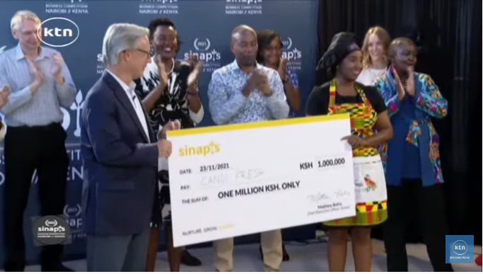 ktnhome_'s tweet photo. Congratulations to the 2ND WINNER of The Sinapis Business Competition - Carolyne of Candi Fresh #SinapisBC @sinapisgroup https://t.co/PJiXIGkUoK