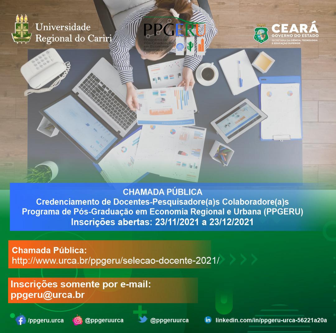 PPGERU/URCA abre Processo de Seleção Docente

::. Acesse urca.br e confira o edital.