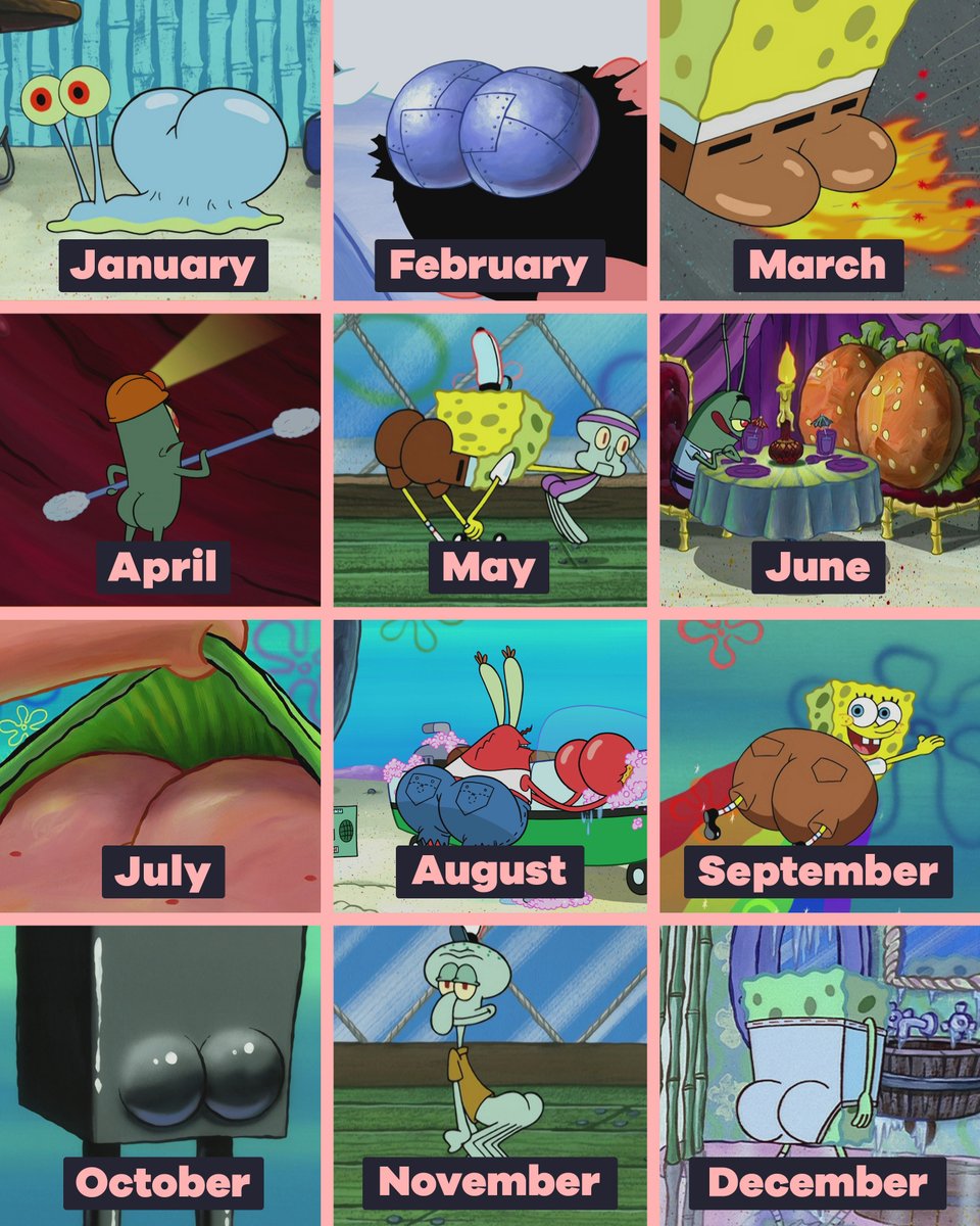 SpongeBob's tweet photo. your birth month = your buns https://t.co/UrS7Ixvvev
