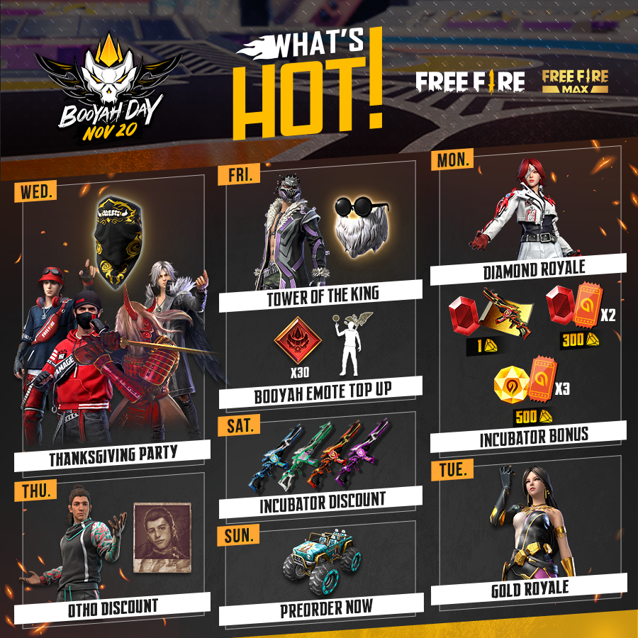 Garena Free Fire North America on X: 🔥📕WEEKLY SCHEDULE TIME📕🔥 What's  🔥 in #FreeFire this week: New emotes arrive through the Hacker Store and  Emote Topup, the Underworld Wrecker and Liberty Superjock