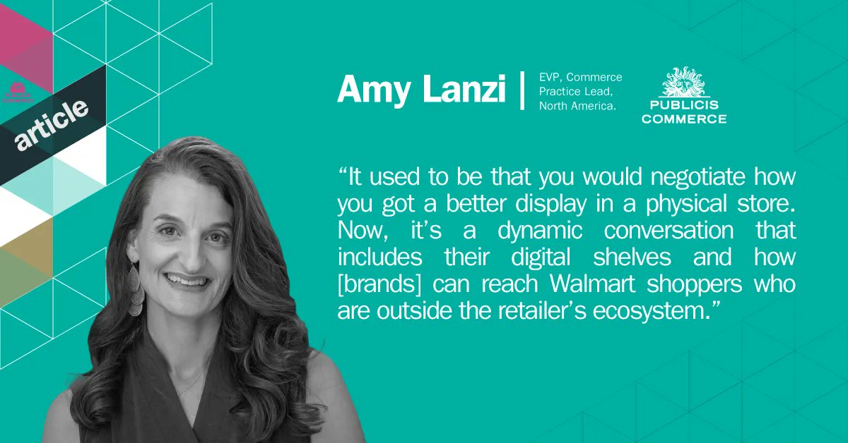 PubCommerce's tweet photo. ICYMI Amy Lanzi talks about Walmart’s DSP, in the article “Why the advertising world’s holding companies are betting big on retail media,” via @TheTradeDesk. Read more here https://t.co/Qsqzaw7OKJ
#Walmart #marketing #PublicisCommerce https://t.co/iFBJnPQmxe
