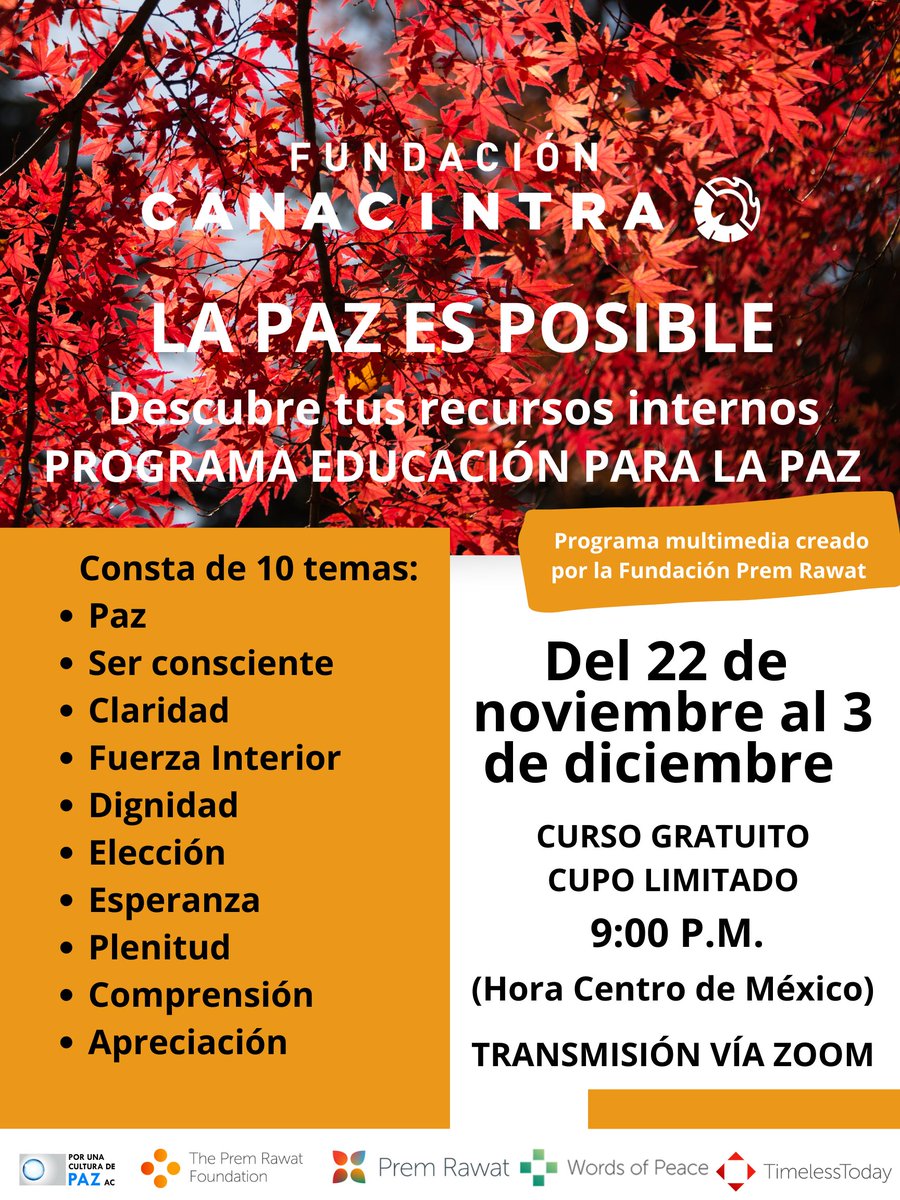 "Esa paz que está dentro de nosotros, debemos experimentarla. Y si estamos en la búsqueda de la paz por fuera de nosotros nunca encontraremos la paz adentro" Prem Rawat.
Inscríbete al Programa de Educación para la Paz. 
forms.gle/xqsCcaUTVabirw…