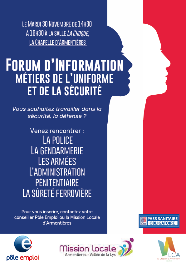 📢📢#TousMobilisés #AvecPoleEmploi Armentières et la Mission Locale pour le #forum  des métiers de l'uniforme 30/11 à la Chapelle d'Armentières/proposer aux jeunes des solutions, revenez vers votre conseiller 👏🔝<a href="/VArmentieres/">Ville La Chapelle d'Armentières</a> <a href="/MSavary_PE/">Murielle Savary</a>