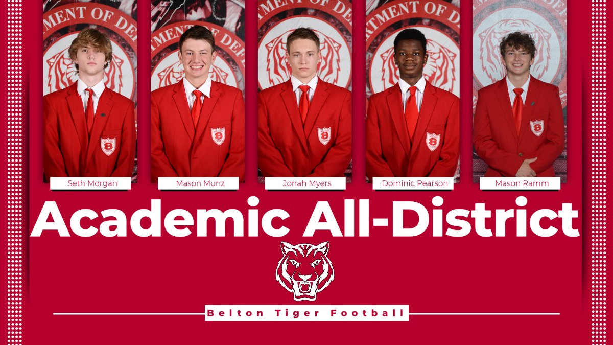 BeltonTigerFB's tweet photo. Congratulations to the Belton Tiger Football Players Named Academic All-District for 6-A Region 2 District 12! #BTR (6/8) https://t.co/sHpYhIrZYT