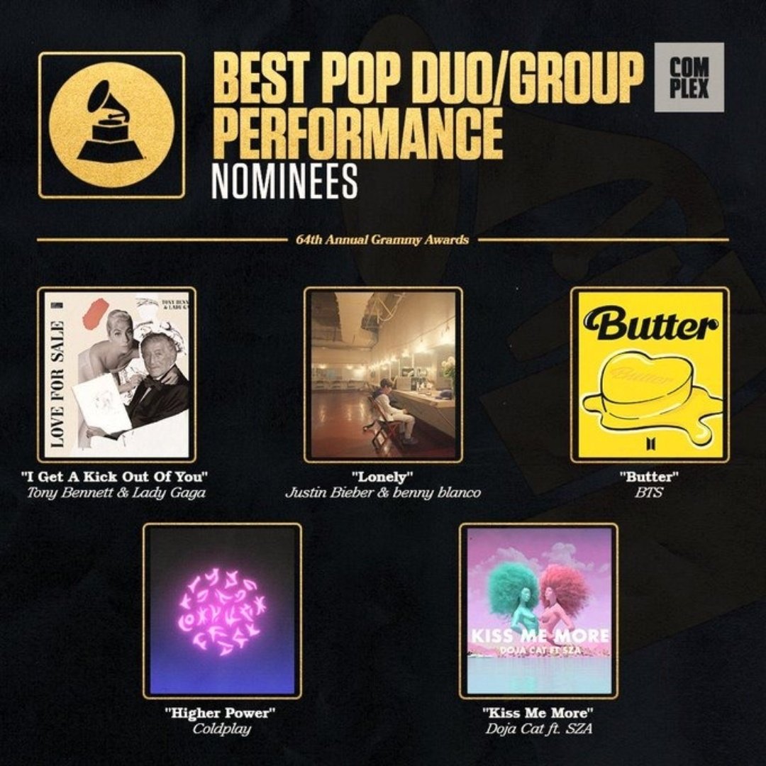 BTSNewsBrasil's tweet photo. 📰 BTS está mais uma vez presente no Grammy na categoria Best Pop duo/Group Performance, dessa vez com Butter!!

*A premiação não é aberta a voto popular. 
@BTS_twt #BTS https://t.co/Kd9TV4WsQO