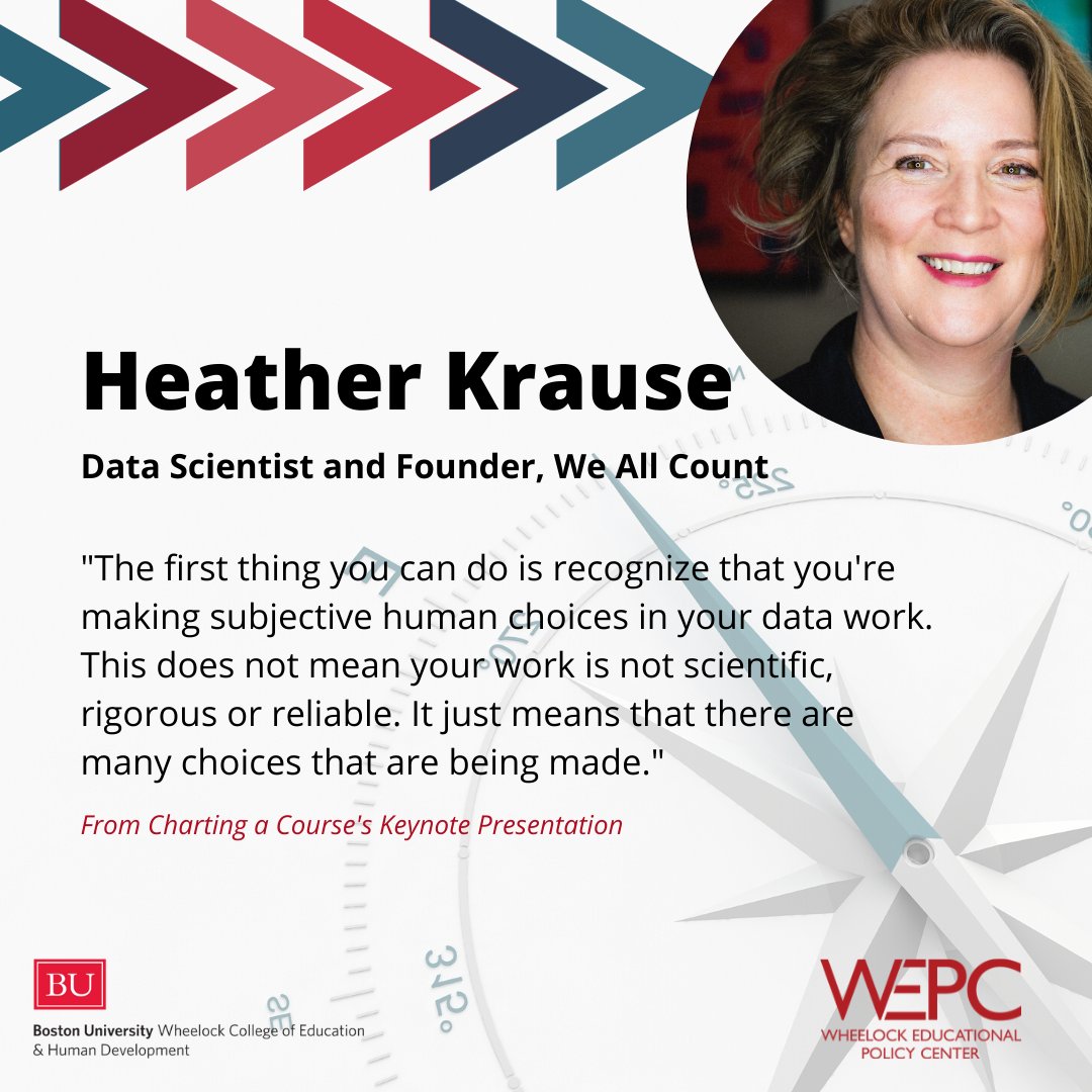 wheelock_policy's tweet photo. A humbling quote for researchers from @datassist about subjectivity in data. If you missed her #ChartingaCourse presentation last Nov 4, click the link to learn how to achieve equity in our data: https://t.co/jKhPADPjPb https://t.co/q5WDCwWhhW
