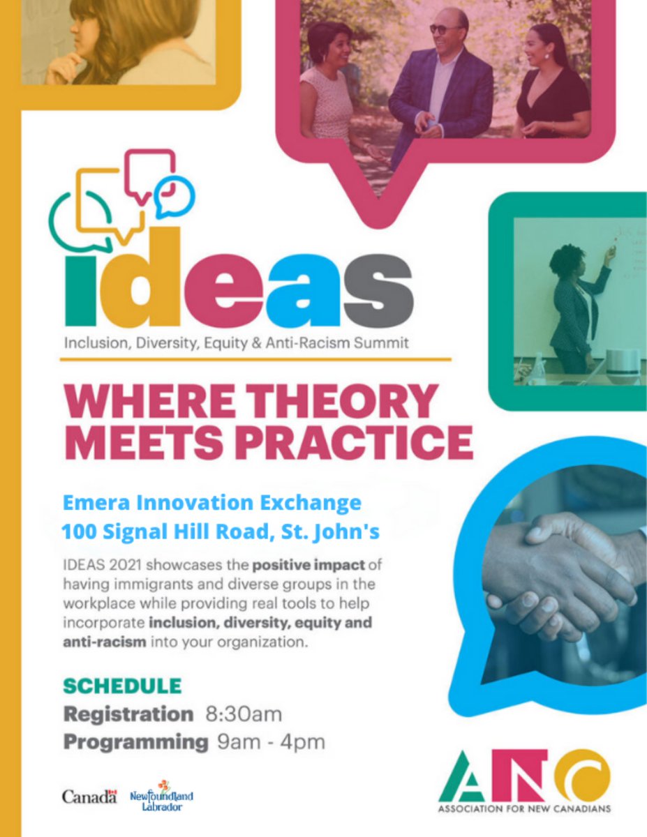 📢 UPDATE - VENUE CHANGE 📢

The sold-out IDEAS summit on Nov. 25 will now take place at the Emera Innovation Exchange, 100 Signal Hill Road, St. John's, due to technical/network issues.

Stream for free on Rogers tv throughout the province by registering! ancnl.ca/diversity-summ…