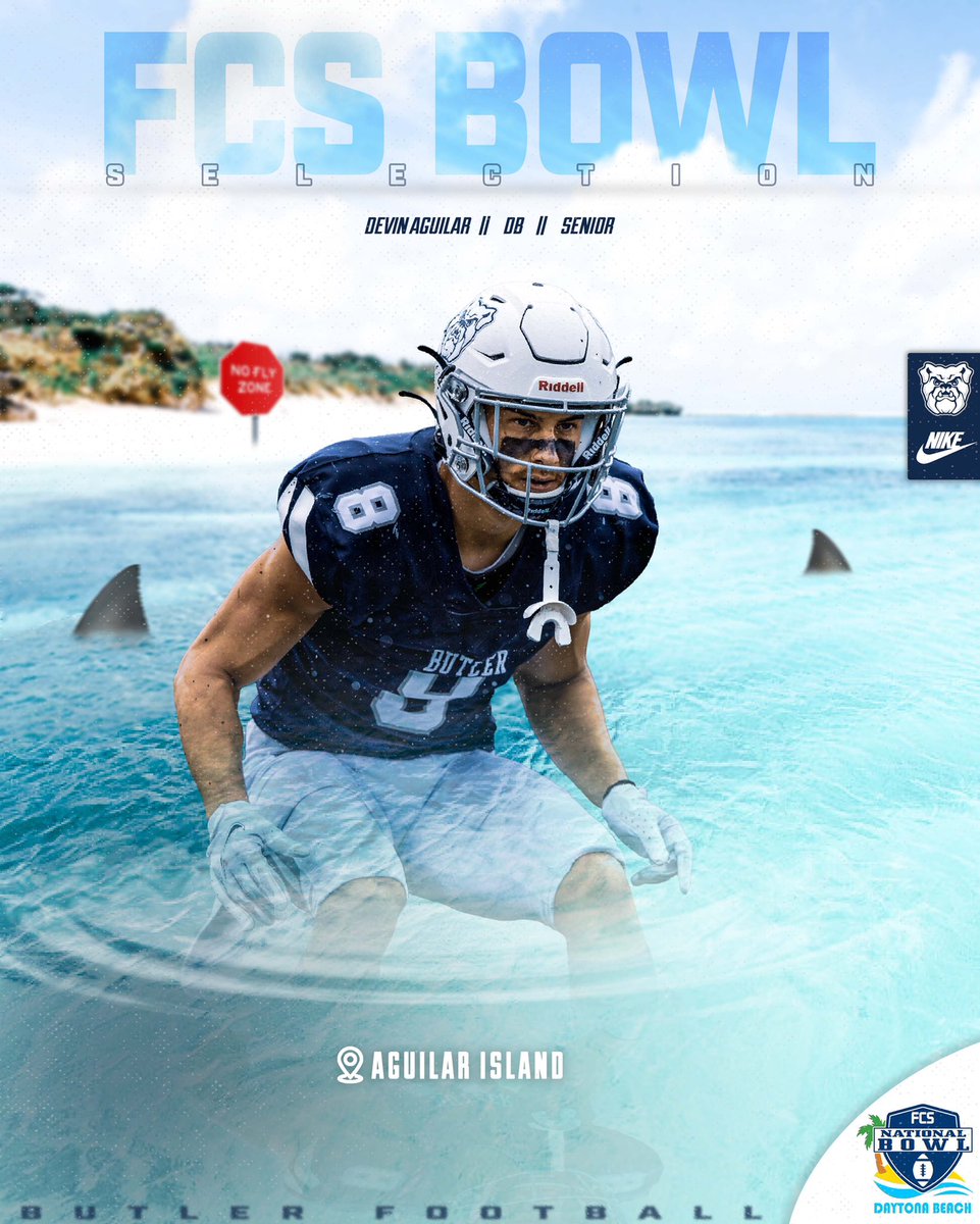 ButlerUFootball's tweet photo. 🎱 ➡️ @FCSBOWL 

@Aguilar_Island8 has accepted his invite to play in the 2021 FCS National Bowl🔥

#GoDawgs https://t.co/oTigaR5tvH