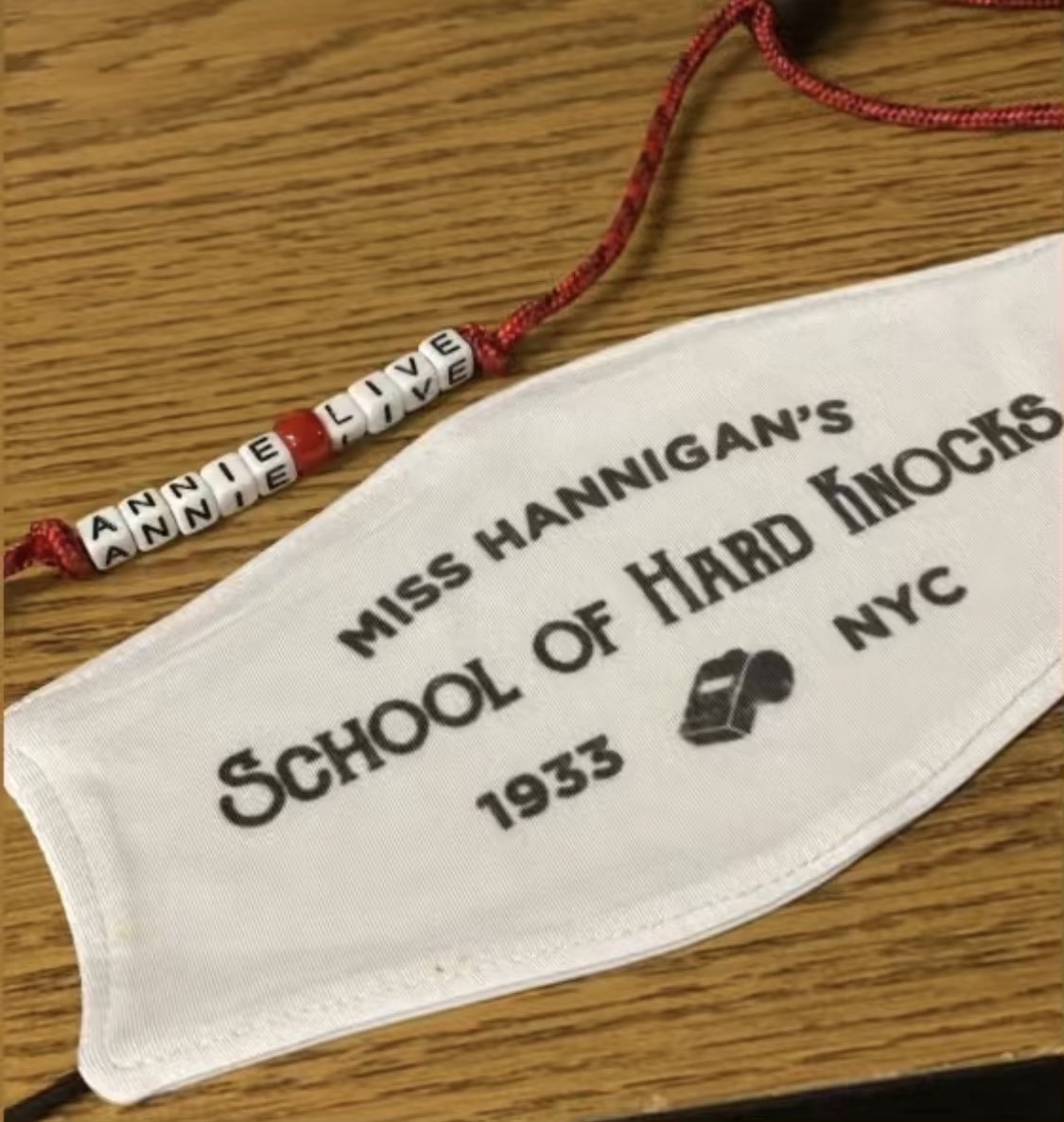 “Miss Hannigan’s School of Hard Knocks” … Although she makes a mean Miss Hannigan, <a href="/tarajiphenson/">Taraji P. Henson</a> is actually an absolute sweetheart. The masks and personalized “Annie Live” mask chains were my gift to my orphan sisters and Miss Taraji. Watch #AnnieLive on December 2nd on <a href="/nbc/">NBC Entertainment</a>.