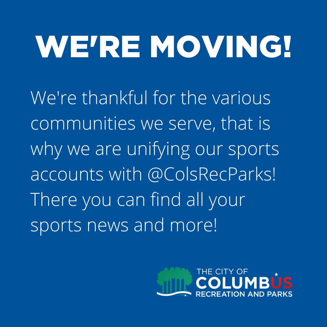 We're thankful for the various communities we serve, that is why we are unifying our sports accounts with <a href="/ColsRecParks/">Columbus Rec & Parks</a>! There you can find all your sports news and more!