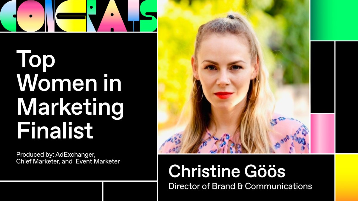 We’re thrilled to announce that Christine Göös, our Director of Brand &amp; Comms, has been recognized as a Story Teller finalist in the Top Women in Marketing Awards presented by <a href="/adexchanger/">AdExchanger</a>, <a href="/chief_marketer/">Chief Marketer</a>, &amp; <a href="/EventMarketer/">Event Marketer</a>. Congratulations Christine!  hubs.li/H0_JZ4l0