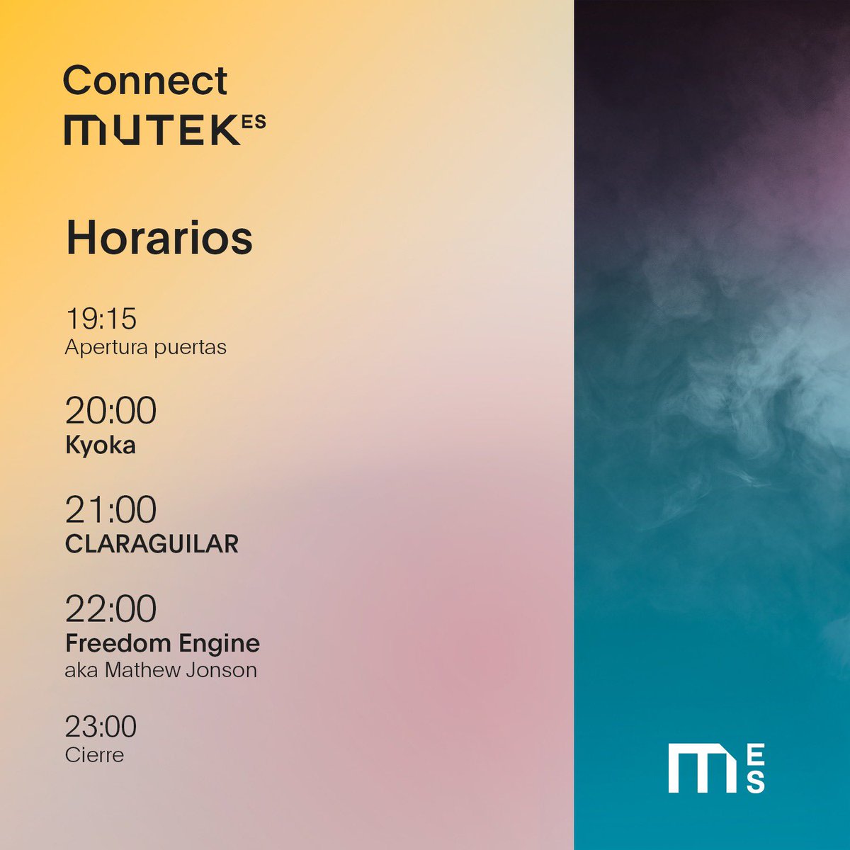 MUTEK_ES's tweet photo. ¡Las puertas de la Sala Apolo ya están abiertas! Os dejamos aquí el orden y horario aproximado de las actuaciones. ¡Os esperamos (pese a la lluvia) en el último evento MUTEK del 2021! #MUTEKConnect #MUTEKES https://t.co/NE0c0SpBbi