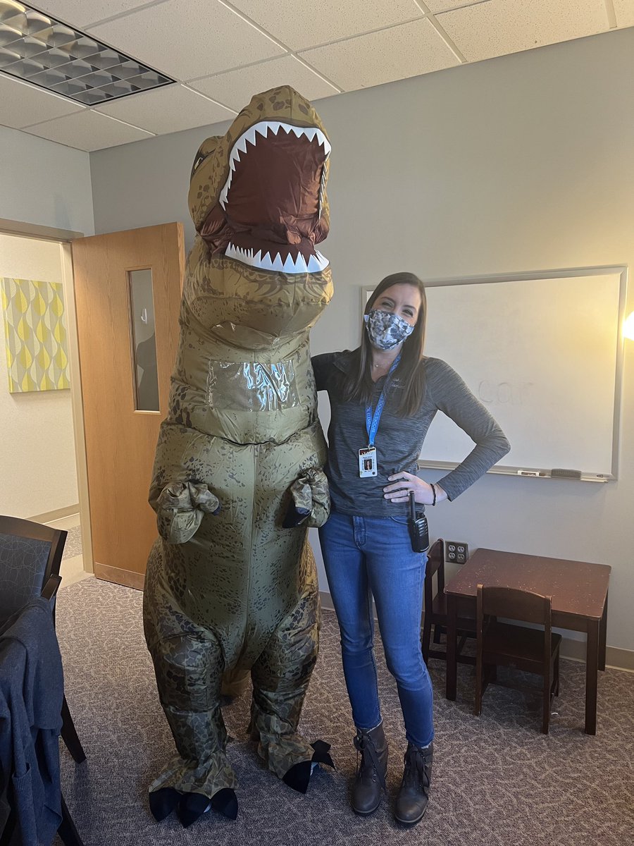 The kids crushed their fundraising goal and earned a visit from the Dino <a href="/MrsKussyBSE/">Maria Kussy</a> during lunch today! (Not seen: <a href="/jeffhoog/">Jeff Hoog</a> on his scooter!!) Thanks <a href="/PtoBse/">Brooks School Elementary PTO</a> and <a href="/choosebooster/">Booster</a>!! <a href="/BSEhseIN/">BSE-HSE</a>