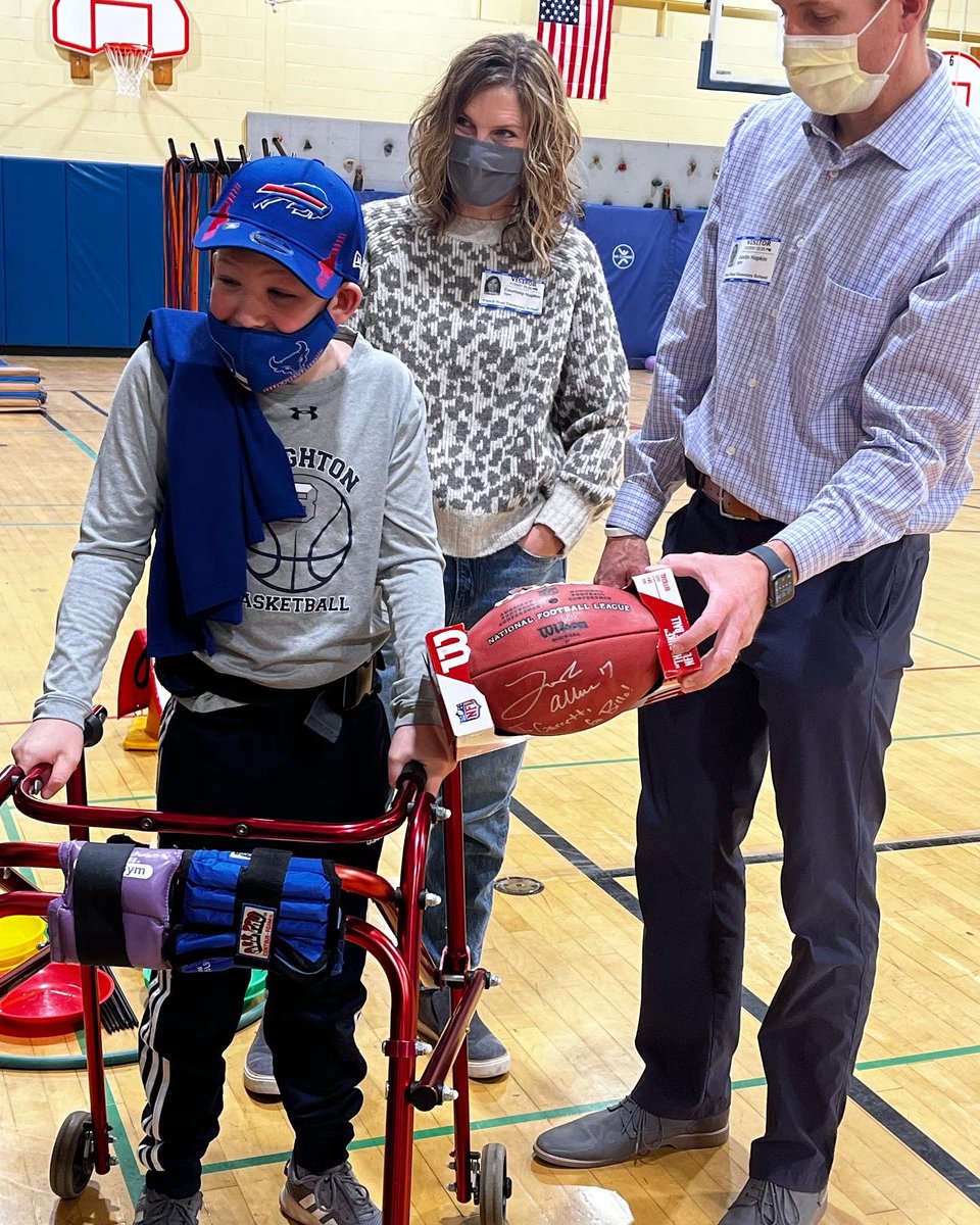 brightonbruins's tweet photo. @JoshAllenQB of the @buffalobills sent an autographed football and t-shirt to FRES student Garrett Hopkin! #onebuffalo #gobruins https://t.co/mwKfzqvxrO