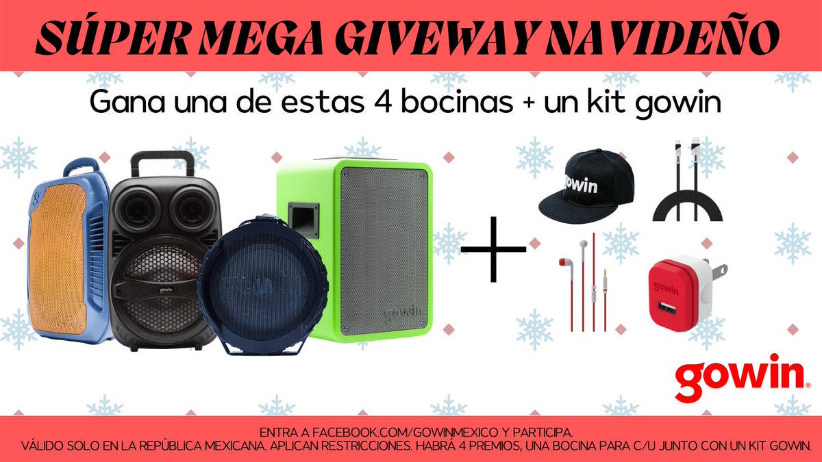 ¡GANA UNA BOCINA EN ESTE MEGA GIVEAWAY NAVIDEÑO! 🎄🎄🎁🎁🔊

Entra a facebook y participa para ganarte uno de estos 4 increíbles premios bit.ly/3r4klby

*Aplican restricciones
**Válido en la república mexicana