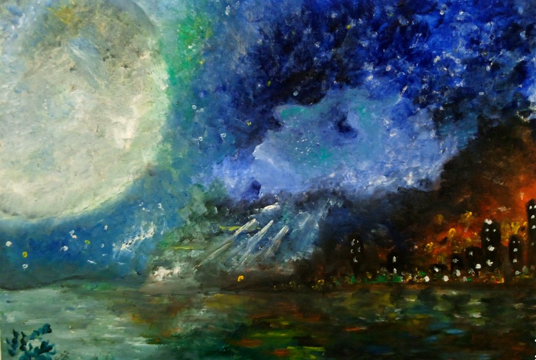 Eyes of the moon 🤍🥀 #night #moon #sea #shadow #buldings #city #cold #winter #creature #lights #dark #oilpainting #art #artist #artwork #instaart #arte #artistsoninstagram #artofvisuals #artoftheday #artsy #fineart #artistic #artists