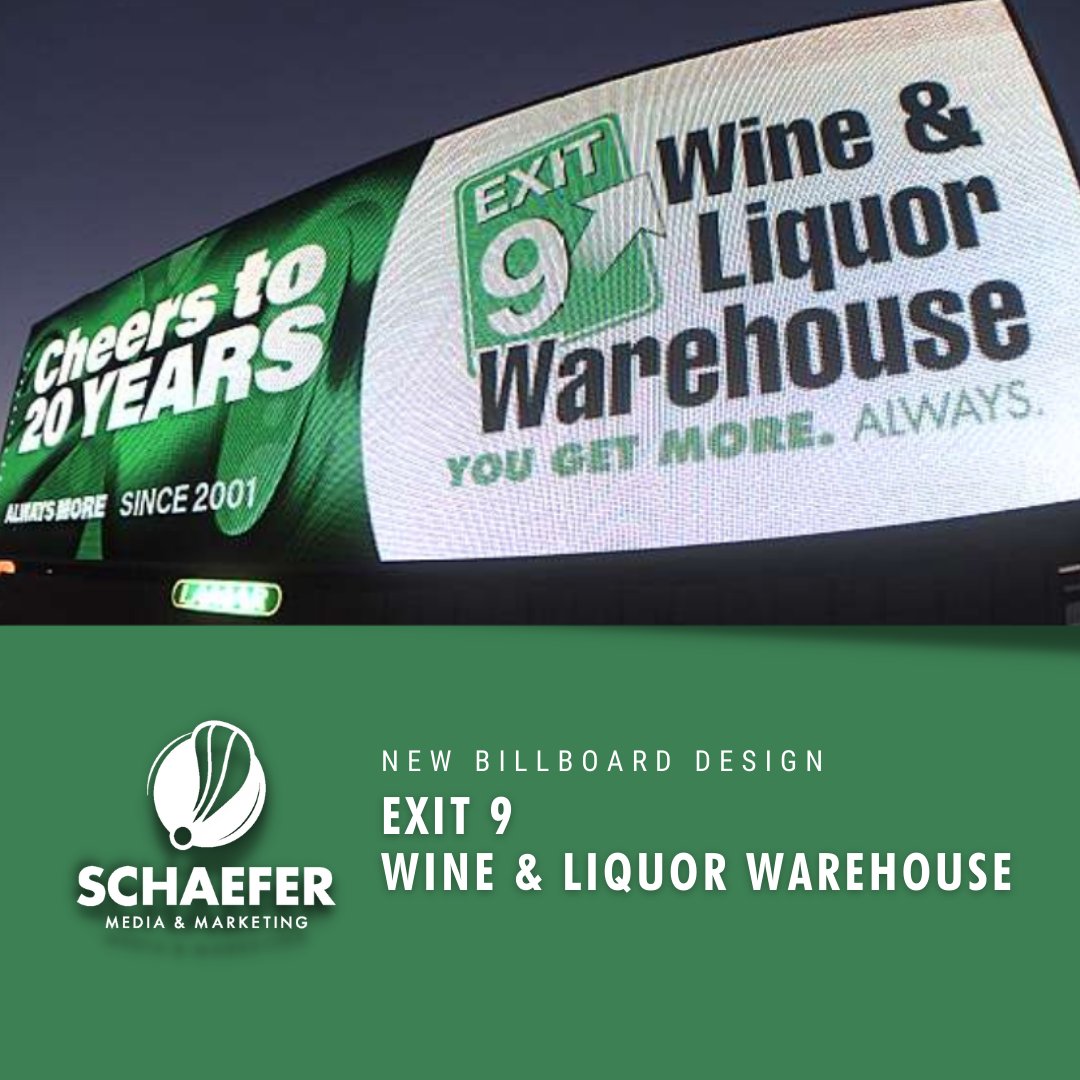 johnhschaefer's tweet photo. Congratulations to my friends at @Exit9Wine. They're celebrating their 20th Anniversary and asked us to design a new billboard to announce it. You'll see it around Albany and Clifton Park. Cheers! https://t.co/JoUESEUvuh