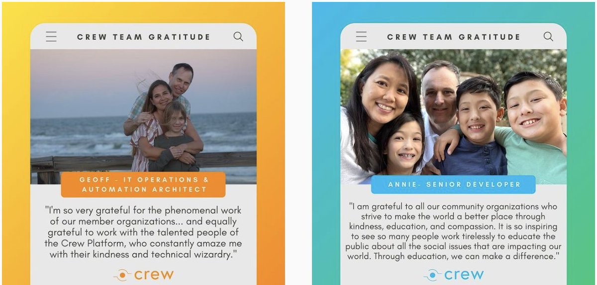 CrewForAll's tweet photo. Celebrating gratitude with the #CrewTeam! 
#Kindness, #education, #compassion, #teamwork and all the wonderful things our #crewcommunity brings to the world! https://t.co/8T8RpUBStJ