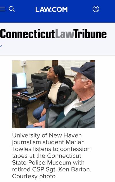 cooljustice's tweet photo. Proud of Journalism students @UNewHaven,
grateful for chance to work with them/ editors @chargerbulletin @CTLawTribune
https://t.co/PvSBF2Bl9S
https://t.co/EGQ3vMBptN
@kaylamutchler @BreakingCTLaw @campbellsl @HenryCLee @CT_STATE_POLICE #MadDogTaborsky #ColdCases #ConfessionTapes https://t.co/zMEvVPrgj6